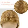 5x5 Silk Base Hair Topper with Clips, Jet Black Straight Human Hair, Transparent Lace, Free Part (#27 Golden Blonde, 22inch) view 2