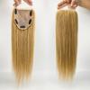 5x5 Silk Base Hair Topper with Clips, Jet Black Straight Human Hair, Transparent Lace, Free Part (#27 Golden Blonde, 22inch) view 3