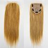 5x5 Silk Base Hair Topper with Clips, Jet Black Straight Human Hair, Transparent Lace, Free Part (#27 Golden Blonde, 22inch) view 4