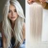 5x5 Silk Base Hair Topper with Clips, Jet Black Straight Human Hair, Transparent Lace, Free Part (#60 Platinum Blonde, 14inch) view 2