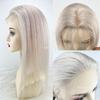 5x5 Silk Base Hair Topper with Clips, Jet Black Straight Human Hair, Transparent Lace, Free Part (#60 Platinum Blonde, 14inch) view 3