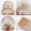 5x5 Silk Base Hair Topper with Clips, Jet Black Straight Human Hair, Transparent Lace, Free Part (#60 Platinum Blonde, 14inch) view 4