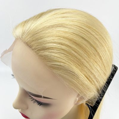 5x5 Silk Base Hair Topper with Clips, Jet Black Straight Human Hair, Transparent Lace, Free Part (#613 Light Blonde, 22inch)
