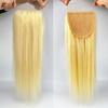 5x5 Silk Base Hair Topper with Clips, Jet Black Straight Human Hair, Transparent Lace, Free Part (#613 Light Blonde, 22inch) view 2