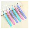 2pcs Stainless Steel Straight &Curved Anti-staticTweezers Color Clip(Purple set) view 2