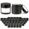 2 oz Glass Jars with Lids, Bumobum 48 pack Black Cream Jars with Black Lids, Black and White Labels & Inner Liners, Empty Cosmetic Containers for Cream, Lotion, Ointment view 1