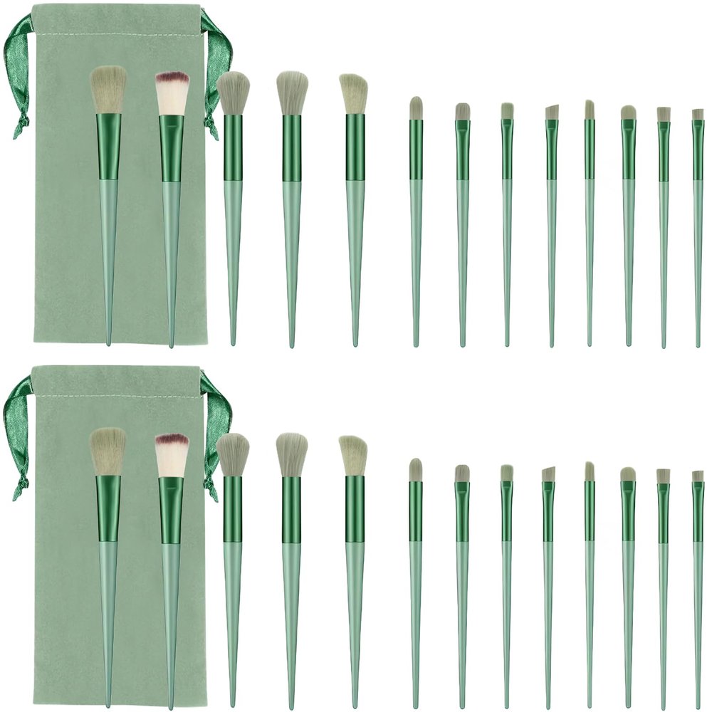 26PCS Green Makeup Brush Set - Foundation, Blush, Eye Shadow, Concealer, and Highlighting Brushes - Professional Makeup Kit for All Your Needs