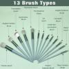 26PCS Green Makeup Brush Set - Foundation, Blush, Eye Shadow, Concealer, and Highlighting Brushes - Professional Makeup Kit for All Your Needs view 2