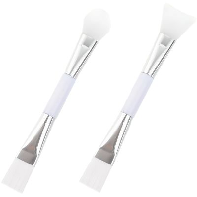 2PCS Clay Face Mask Applicator Brush - White, Dual-ended - Soft Silicone & Bristle for Facials, Skincare, Moisturizer, and Makeup