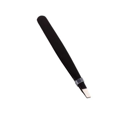 Black Eyebrow Tweezers Stainless Steel Slant Tip Hair Removal Makeup Tool