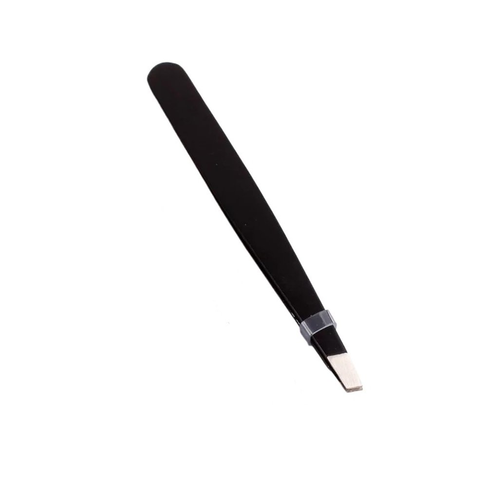 Black Eyebrow Tweezers Stainless Steel Slant Tip Hair Removal Makeup Tool