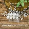 BERYUAN Rhinestone Pearls Wedding Hair Comb Flower Leaf Rinestone Bridal Headpiece Handmade Pearls Flower Hair Comb Silver Wedding Headpiece for Women view 3
