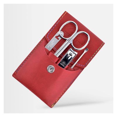 LEIXIUSM Nail Clippers Set Nail Clippers Nail Care Tools Manicure Set 4 in 1 Stainless Steel Pedicure Kit Professional Grooming Kit with Portable Travel Case Pedicure Tools for Feet(Red)
