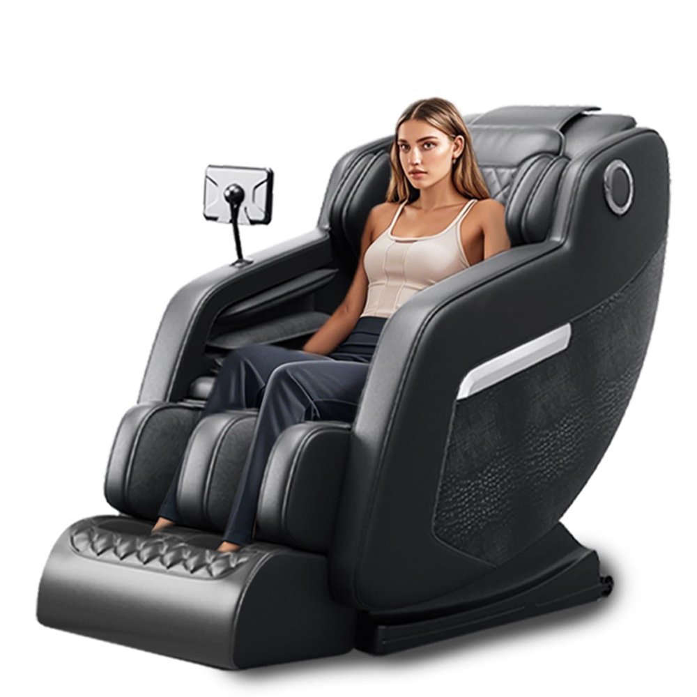 2025 Massage Chair Full Body, Zero Gravity SL-Track Massage Chair with Auto Modes, Airbag Massage, 8 Fix Point Rollers, Foot Massage, Heating, Touch Screen Controller,for Home Office (Black)
