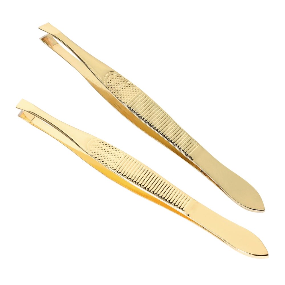 2Pcs Stainless Steel Precision Eyebrow Tweezers for Brow Grooming