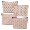 4pcs Pink Vintage Roses Floral Makeup Bag, Pink Coquette Roses Flower Cosmetic Bag Rose Gifts for Women Female Girls Sister BFF Nature Lover, Travel Zipper Pouch Christmas Thanksgiving Birthday Gifts view 1