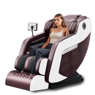2025 Massage Chair Full Body, Zero Gravity SL-Track Massage Chair with Auto Modes, Airbag Massage, 8 Fix Point Rollers, Foot Massage, Heating, Touch Screen Controller,for Home Office (Brown White)