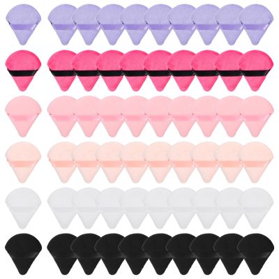 60 Pcs Triangle Powder Puffs, Makeup Powder Puff for Loose Powder and Press Powder, Face Puff Pads for Setting Powder, Makeup Sponge Powder Applicator for Face (6 Colors)