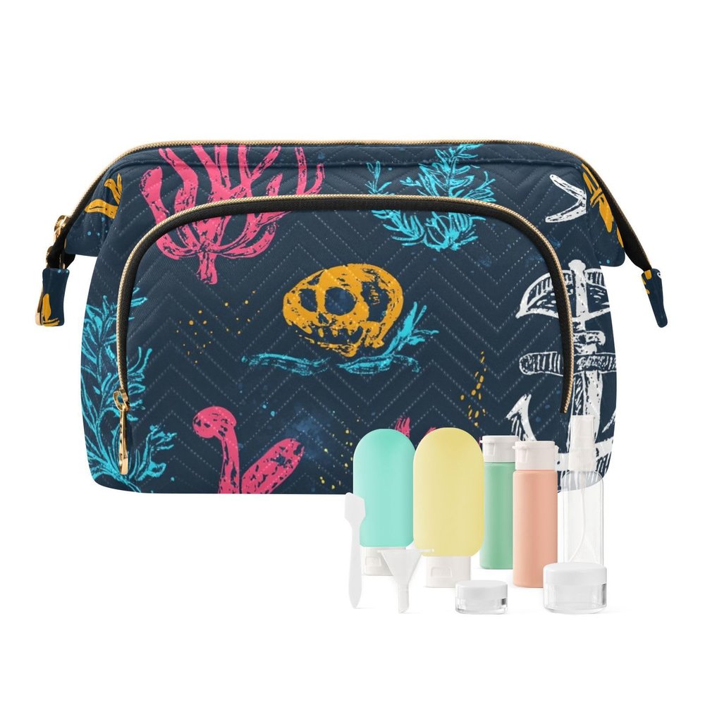 Foiosoh Cool Pattern Blue Makeup Bags Portable Travel Makeup Bag Women's Coin Purse for Toiletry Travel