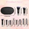 10 Pcs Mini Travel Makeup Brush Set With Pouch Black Portable Travel Size Makeup Brushes Professional Cosmetic Brush Travel Essentials kits for Brush Blush Powder Eye Shadow Women Girls view 2