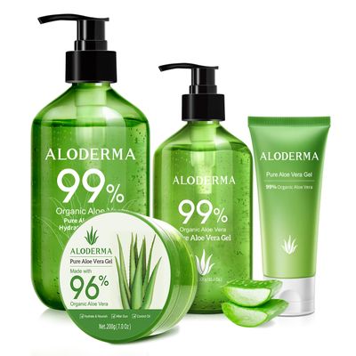 Aloderma Aloe Vera Gel Set, 4 Pieces - 500g Aloe Vera Gel, 300g Aloe Vera Gel, 200g Aloe Vera Gel, 45g Aloe Vera Gel