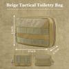 1 Pcs Tactical Toiletry Bag for Men Beige Travel Organizer with Large Capacity for Military Camping Outdoor Bathroom Shaving Bag Compartments Heavy-Duty Polyester Water-Resistant Compact Portable view 2