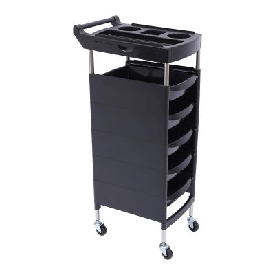 JLYNOWPT Salon Cart, Lighter and Strong Material Salon Trolley with Handle and Rolling Wheels,Hair Cart with 5 Drawers and 2 Hair Dryer Holder Side Tray for Barbershop Beauty Spa