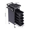 JLYNOWPT Salon Cart, Lighter and Strong Material Salon Trolley with Handle and Rolling Wheels,Hair Cart with 5 Drawers and 2 Hair Dryer Holder Side Tray for Barbershop Beauty Spa view 3