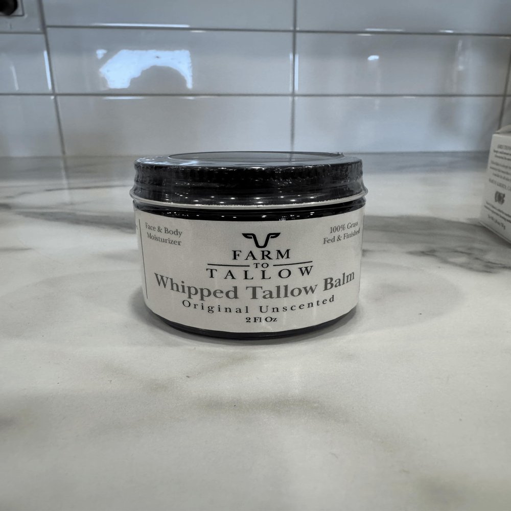 FARM TO TALLOW Grass-Fed Beef Tallow Moisturizer Unscented Natural Cream 2 Oz