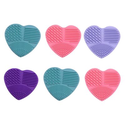 Baluue 6pcs Silicone Makeup Brush Cleaning Mat Multi-functional Portable Cleansing Cushion for Easy Tool Maintenance Mixed Colors