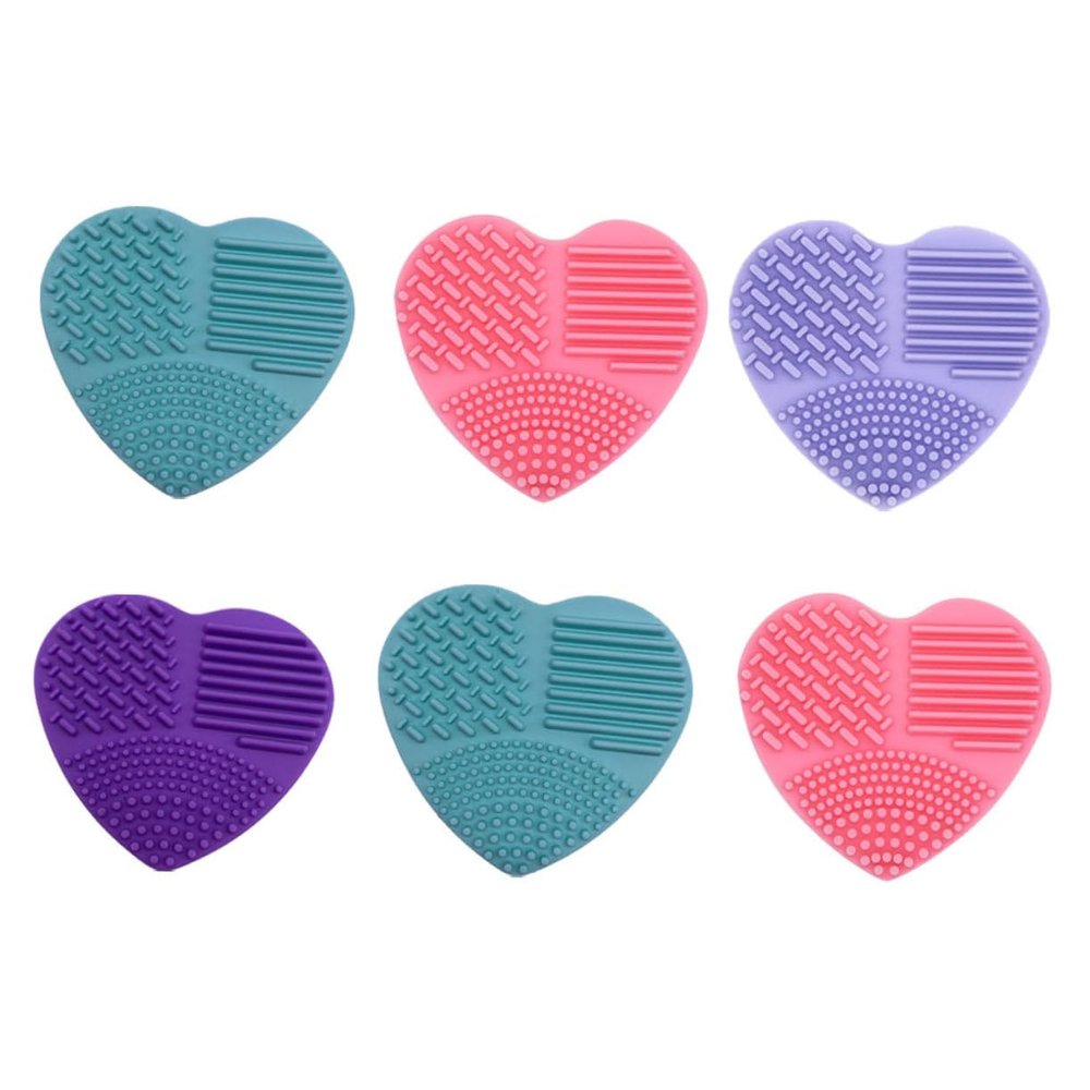 Baluue 6pcs Silicone Makeup Brush Cleaning Mat Multi-functional Portable Cleansing Cushion for Easy Tool Maintenance Mixed Colors