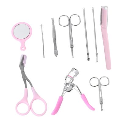 ELAYARD 10-Piece Eyebrow Grooming Kit for Women Eyebrow Razors Scissors and Eyelash Curler Set and Trimming