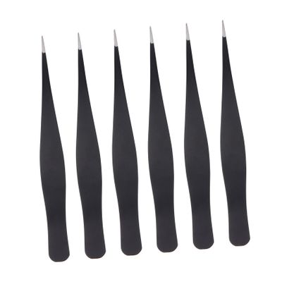 Baluue 6pcs Stainless Steel Eyelash Tweezers Eyebrow Tweezers for Men Makeup Eyelash Clip