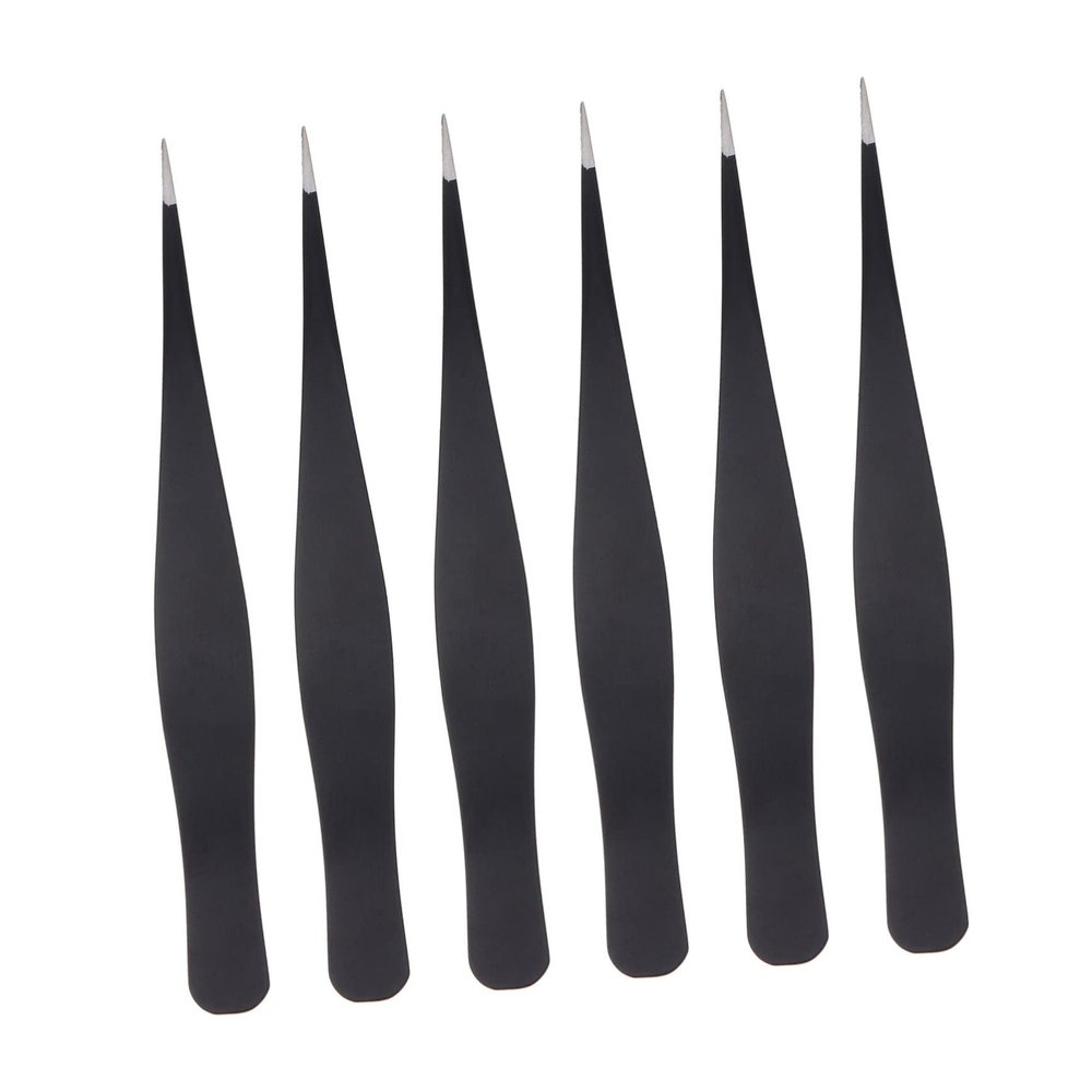 Baluue 6pcs Stainless Steel Eyelash Tweezers Eyebrow Tweezers for Men Makeup Eyelash Clip