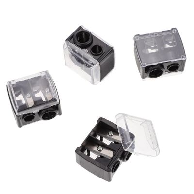 DECOMELODY 4pcs Dual Pencil Sharpener for Makeup Pencils Compact Lightweight Cosmetic Tool Efficient Convenient for Travel Black