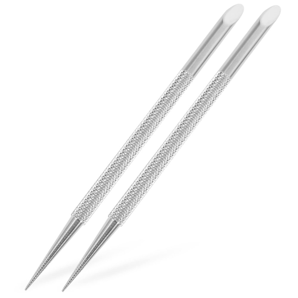 Ipetboom 2pcs Stainless Steel Cuticle Pusher Tool Nail Art Scraper for Dead Skin Removal Ergonomic Design for for Manicure and Pedicure Care