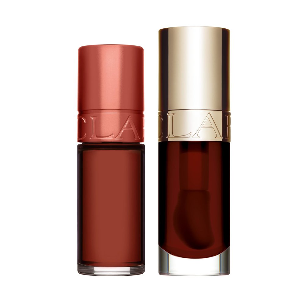 Clarins Water Lip Stain, 13 Nude Water and Lip Oil, 09 Chocolate Bundle | Buildable, Matte Finish Lip Stain | Sheer, High Shine Finish Lip Oil