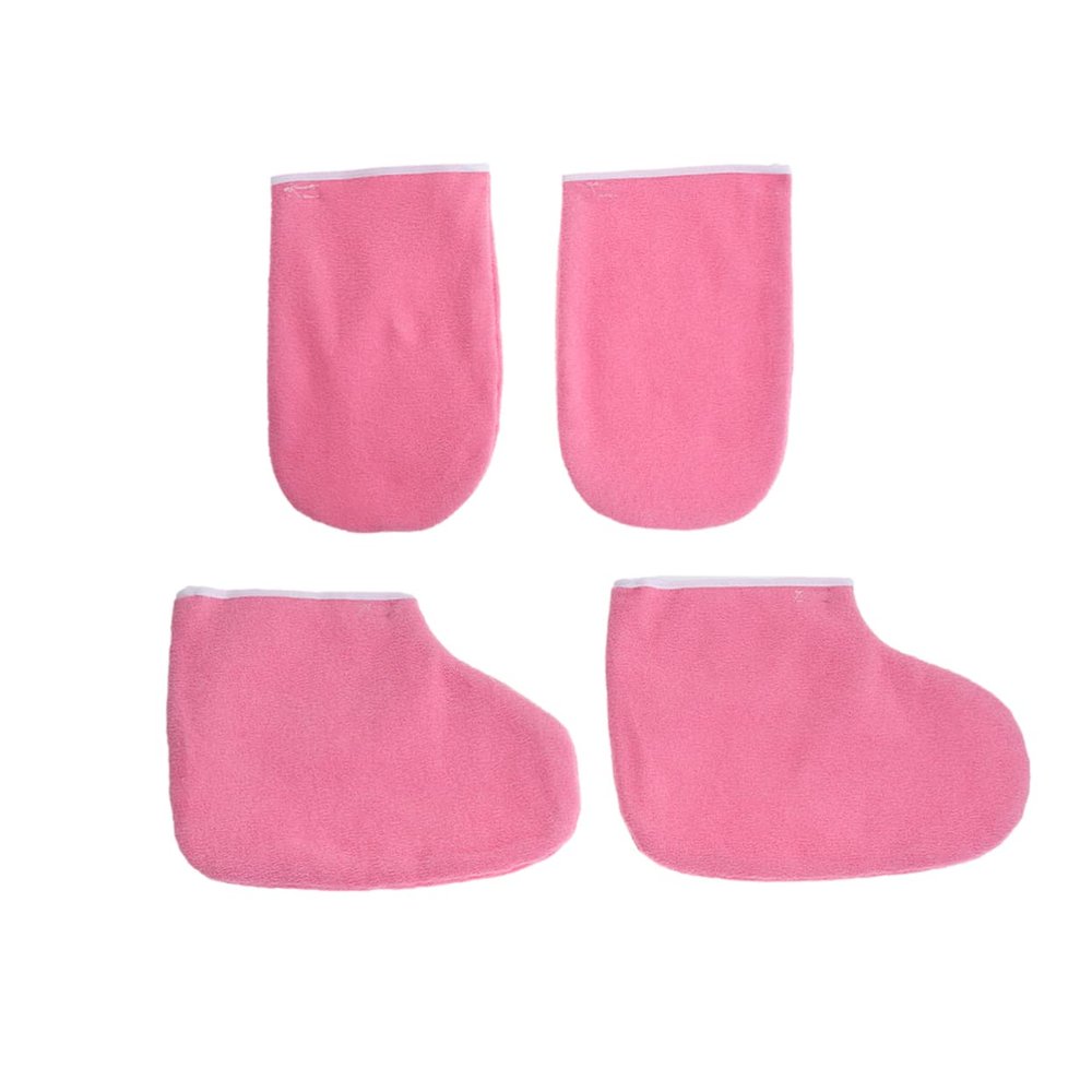Didiseaon 2pairs Paraffin Wax Mitts Foot Straps Gloves for Nail Care Heated for Hydration and Moisturizing for Manicure and Pedicure