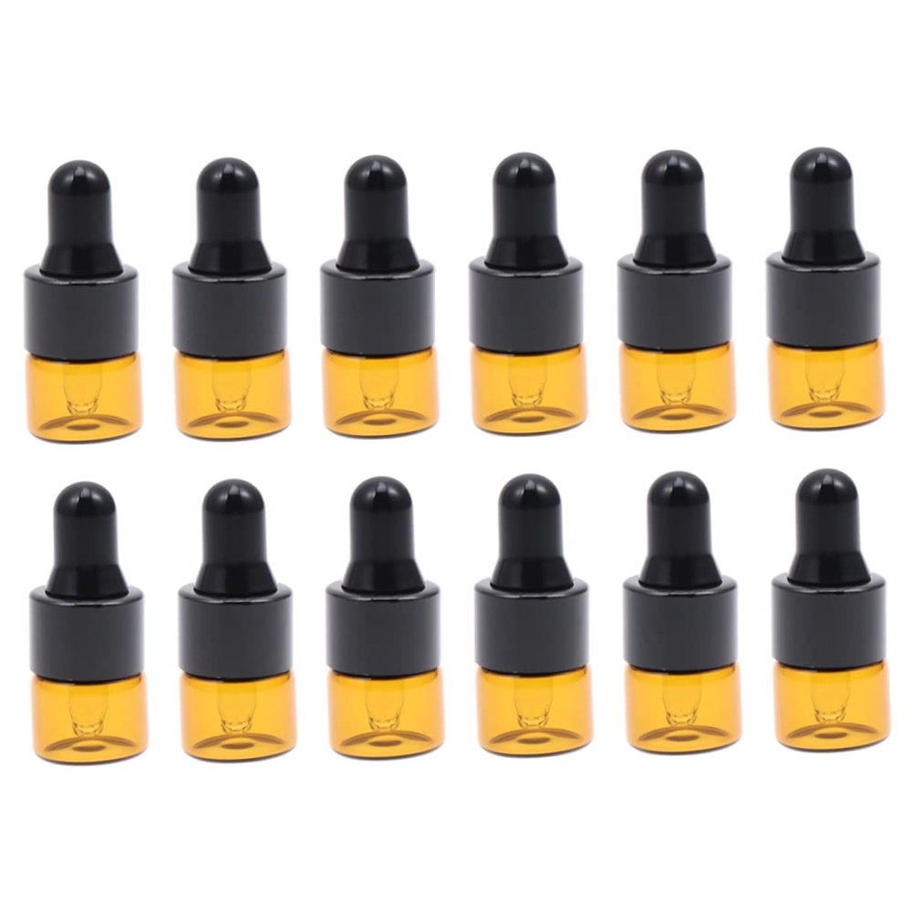 VICASKY 30pcs Glass Dropper Bottles for Patchouli Essential Oil Aromatherapy Oil Sample Jars Lids