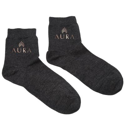 Aura Luxury Grounding Socks for Feet - 25% Pure Silver Grounding Socks for Women & Men - Black, Size Medium