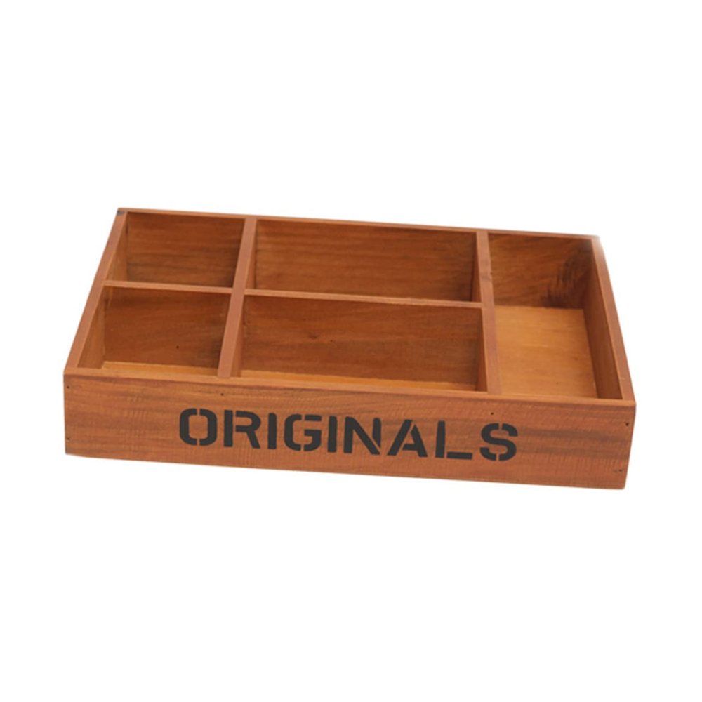 Anneome 5grids Wooden Table Display Shelf for Home Office Vintage Storage Rack File Cosmetic Table Shelf
