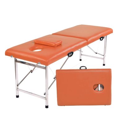 MBBTAG Massage Table Portable Foldable Massage Table Metal Frame Portable Massage Table Spa Bed Massage Couch High Load-Bearing Capacity Physical Therapy Table with Handles Tattoo Table(Orange,180x60x