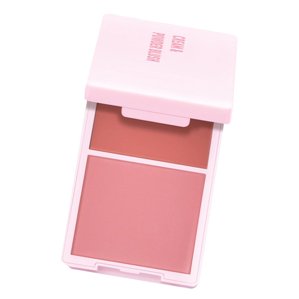 2 In 1 Cream And Powder Blusher Palettes Compact Face Makeup For Natural Long Lasting Color Smooth Application