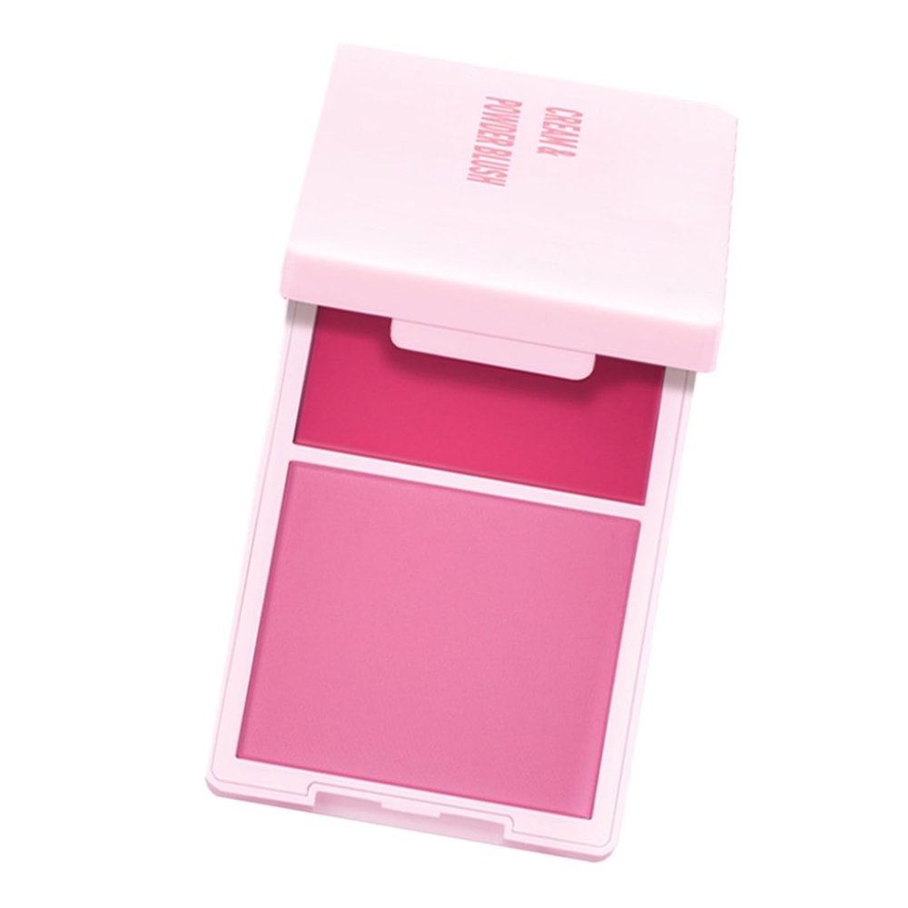 2 In 1 Cream And Powder Blusher Palettes Compact Face Makeup For Natural Long Lasting Color Smooth Application