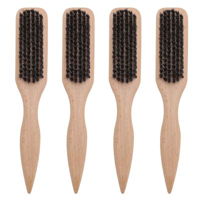 4pcs Barbershop Beard Brush Men Grooming Mustache Brush Ergonomic Wood Handle Efficiently Styles and Organizes Hair with Large Comfortable Handle for All Grooming Needs