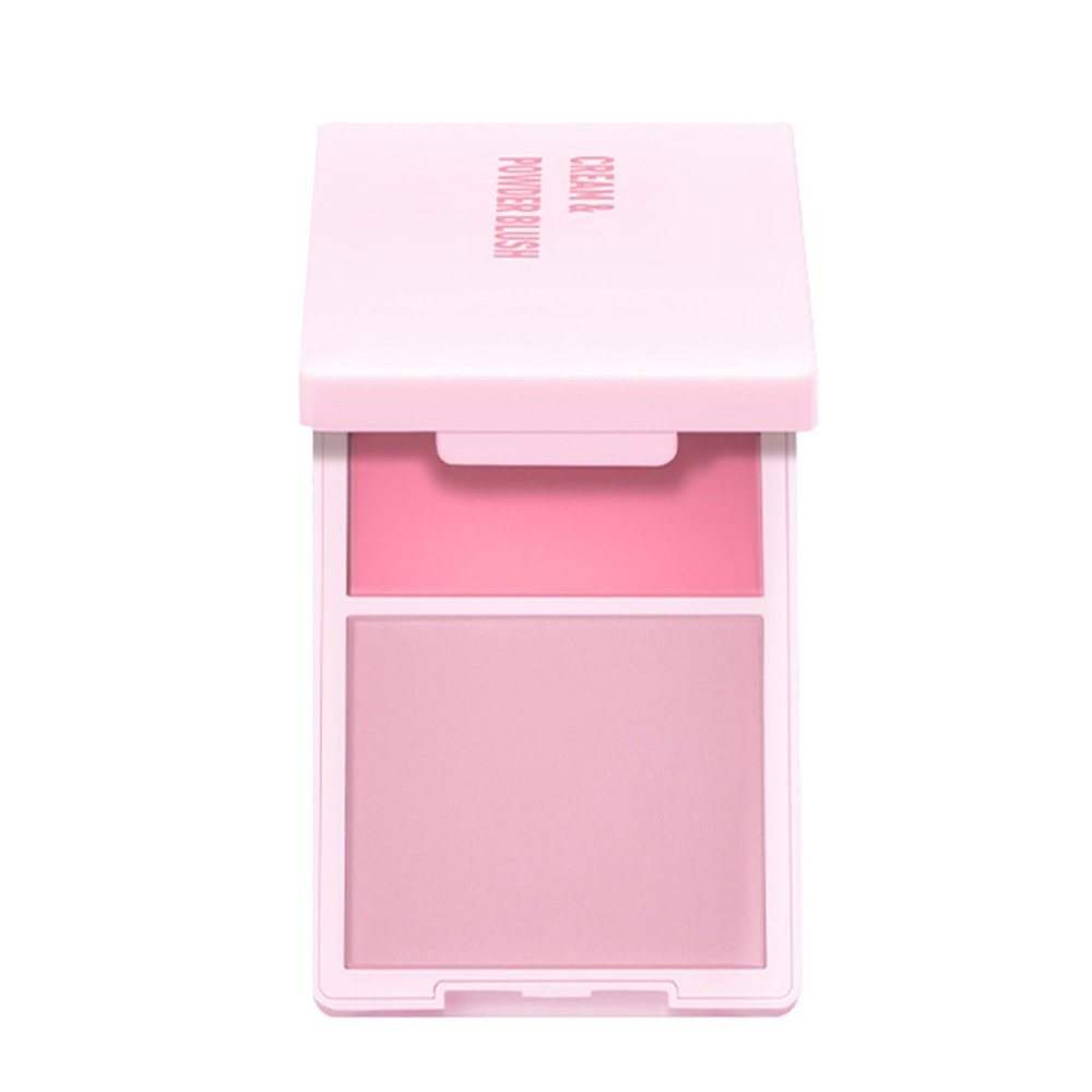 2 In 1 Cream And Powder Blusher Palettes Compact Face Makeup For Natural Long Lasting Color Smooth Application