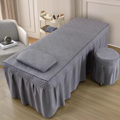 LDLCYCN Gray,70 * 190cm(R), Massage Table Skirt with Hole Massage Bed Cover with Elastic Band Beauty Massage Spa Couch Cover All-Round Wrap Lash Bed Mattress Cover Washable Square Round Head