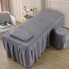 LDLCYCN Gray,70 * 190cm(R), Massage Table Skirt with Hole Massage Bed Cover with Elastic Band Beauty Massage Spa Couch Cover All-Round Wrap Lash Bed Mattress Cover Washable Square Round Head view 1