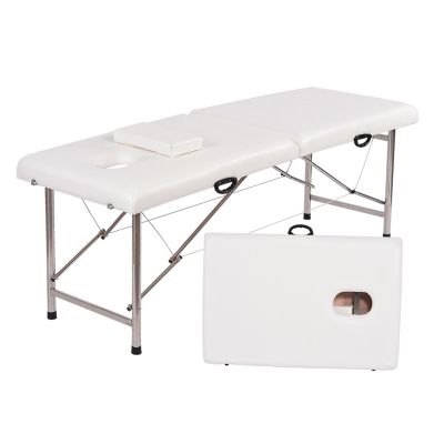 MBBTAG Massage Table Portable Foldable Massage Table Metal Frame Portable Massage Table Spa Bed Massage Couch High Load-Bearing Capacity Physical Therapy Table with Handles Tattoo Table(White,180x70x6