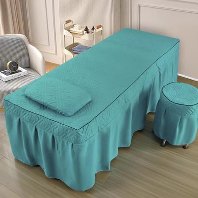 LDLCYCN Green/c,70 * 190cm(R), Massage Table Skirt with Hole Massage Bed Cover with Elastic Band Beauty Massage Spa Couch Cover All-Round Wrap Lash Bed Mattress Cover Washable Square Round Head